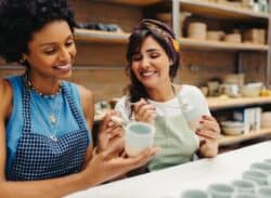 Women painting pottery